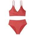 thumbnail image 2 of Traje de baño de bikini con espalda abierta y cintura alta sexy de color sólido dividido para mujer de verano Fridja  nalpqowj55913, 2 of 4