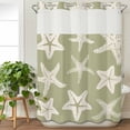 thumbnail image 3 of Sage Green Starfish Coastal No Hook Shower Curtain with Snap in Liner, Waterproof Fabric Shower Curtains, Nautical Summer Ocean Abstract Art Shower Curtain Set Top See Through for Bathroom 48"x72", 3 of 8