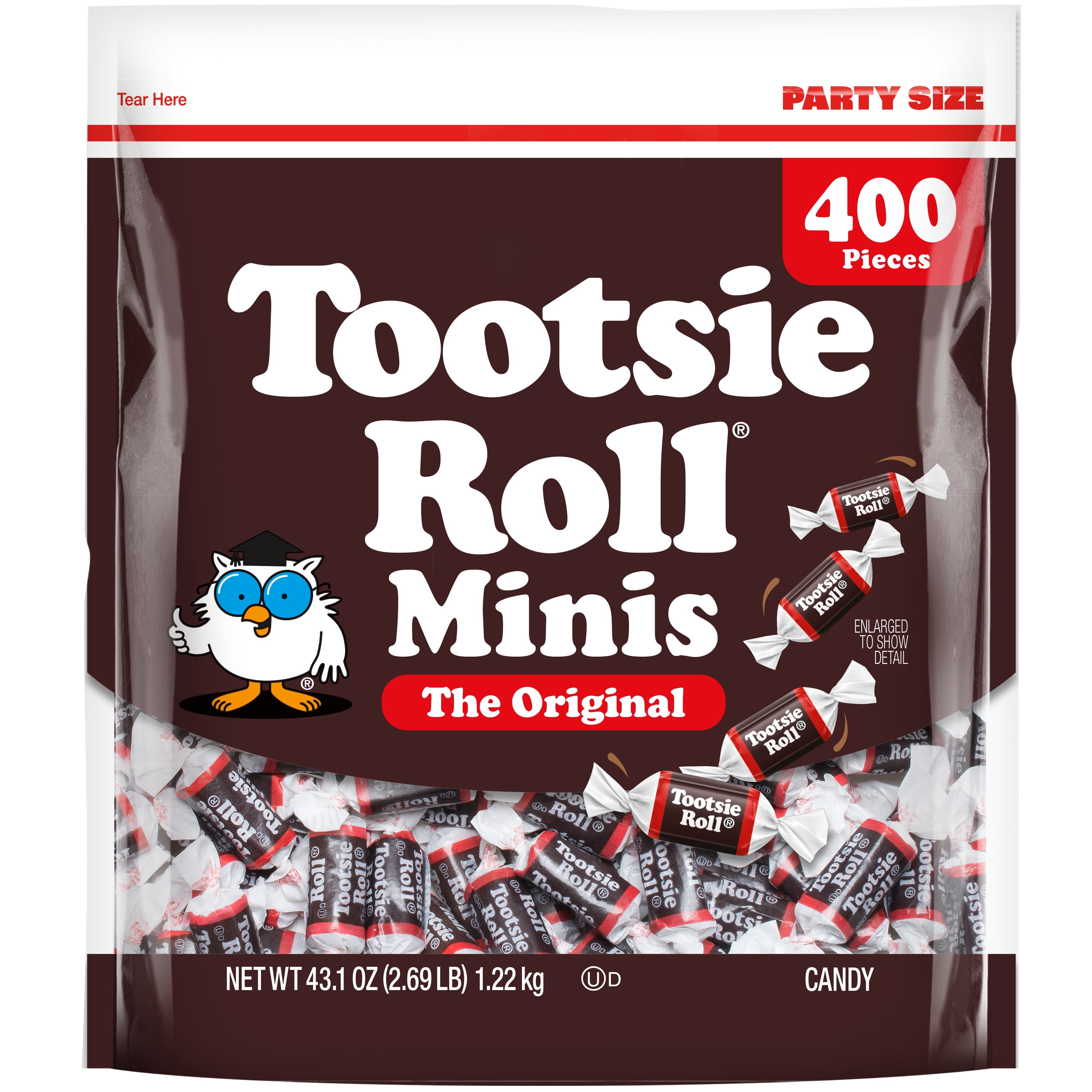 (3 pack) Tootsie Roll, Midgees Chocolate Candy, 43.1 oz (400 Pieces), Peanut Free, Gluten Free, Contains Milk and Soy.