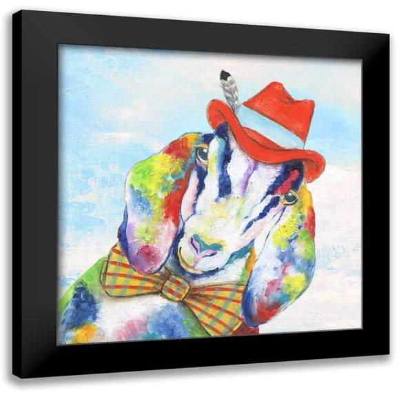 Tava Studios 12x12 Black Modern Framed Museum Art Print Titled - Groovy Goat and Sky