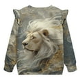 thumbnail image 6 of Xixirimido Lion Print Ruffle Shoulder Toddler Girls Sweatshirt Long Sleeve Graphic Pullover Top Soft Crewneck Sweater Fall Winter Wear, for 2-3T, 6 of 7