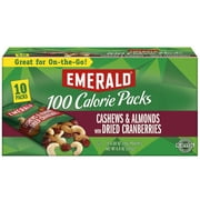 Emerald Nuts Cashews & Almonds with Dried Cranberries, 100 Calorie Packs, 10 Ct