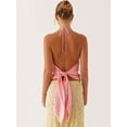 thumbnail image 4 of Women'S Y2k Halter Tank Floral Print Open Back Top Sleeveless Tie Cropped Top Summer Street Style Pink S, 4 of 8