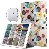 DuraSafe Cases iPad Air 2 Air 1 9.7 Inch 5 6 Gen [ 5th 6th Air 2nd 1st Gen ] A1567 A1566 MGLW2LL/A MGL12LL/A MH0W2LL/A MGKM2LL/A TriFold Printed Hard Smart PC Transparent Back Cover - Yarn Flowers