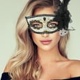 thumbnail image 5 of Unique Bargains 1 Pc Feather King Half Face Party Mask for Masquerade Party Black, 5 of 5