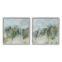 Stupell Industries Abstract Brushed Landscape Abstract Painting Gray Framed Art Print Wall Art, 12 x 12, Set of 2
