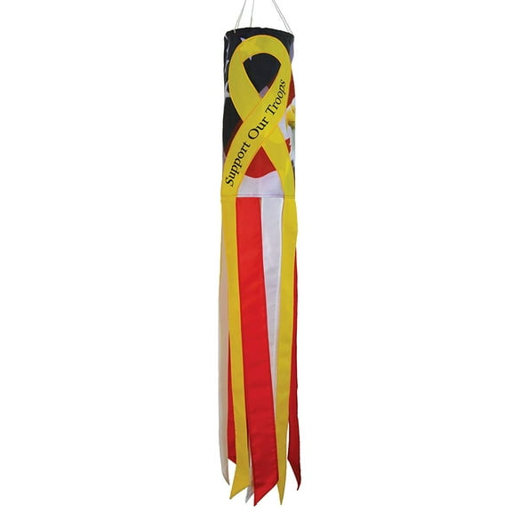 In the Breeze 5143 — Support Our Troops 40-Inch Windsock - Outdoor Hanging Decoration