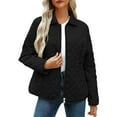 thumbnail image 2 of YOIAVAIOY Women's Winter Quilted Jackets Long Sleeve Button Down Diamond Puffer Jacket Solid Casual Coats with Pockets Black XXL, 2 of 8