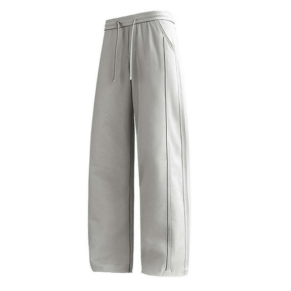 Men's Summer Casual Scimitar Pants Lightweight High Street Straight Fit Drape Comfortable Trousers with Drawstring Men's Pants Black Sweatpants Adjustable Waist