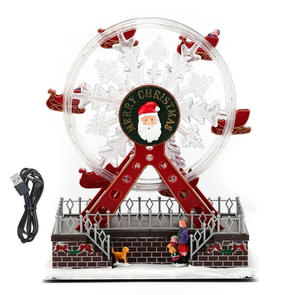 Sinyiin LED Illuminated Rotating Ferris Wheel Musical Toy Durable PC USB/Battery Operate Christmas Party Decoration