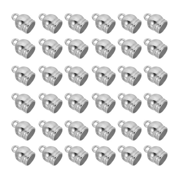 Uxcell 8mm Cord End Caps, 50Pcs Round Terminators Cord Findings Clasp, White Silver