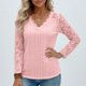 thumbnail image 5 of Encaje Manga Larga Tops para las Mujeres Más Tamaño V-Cuello Sólido Casual Blusa, Suave Suéter de Poliéster, Primavera de Uso Diario, 5 of 9