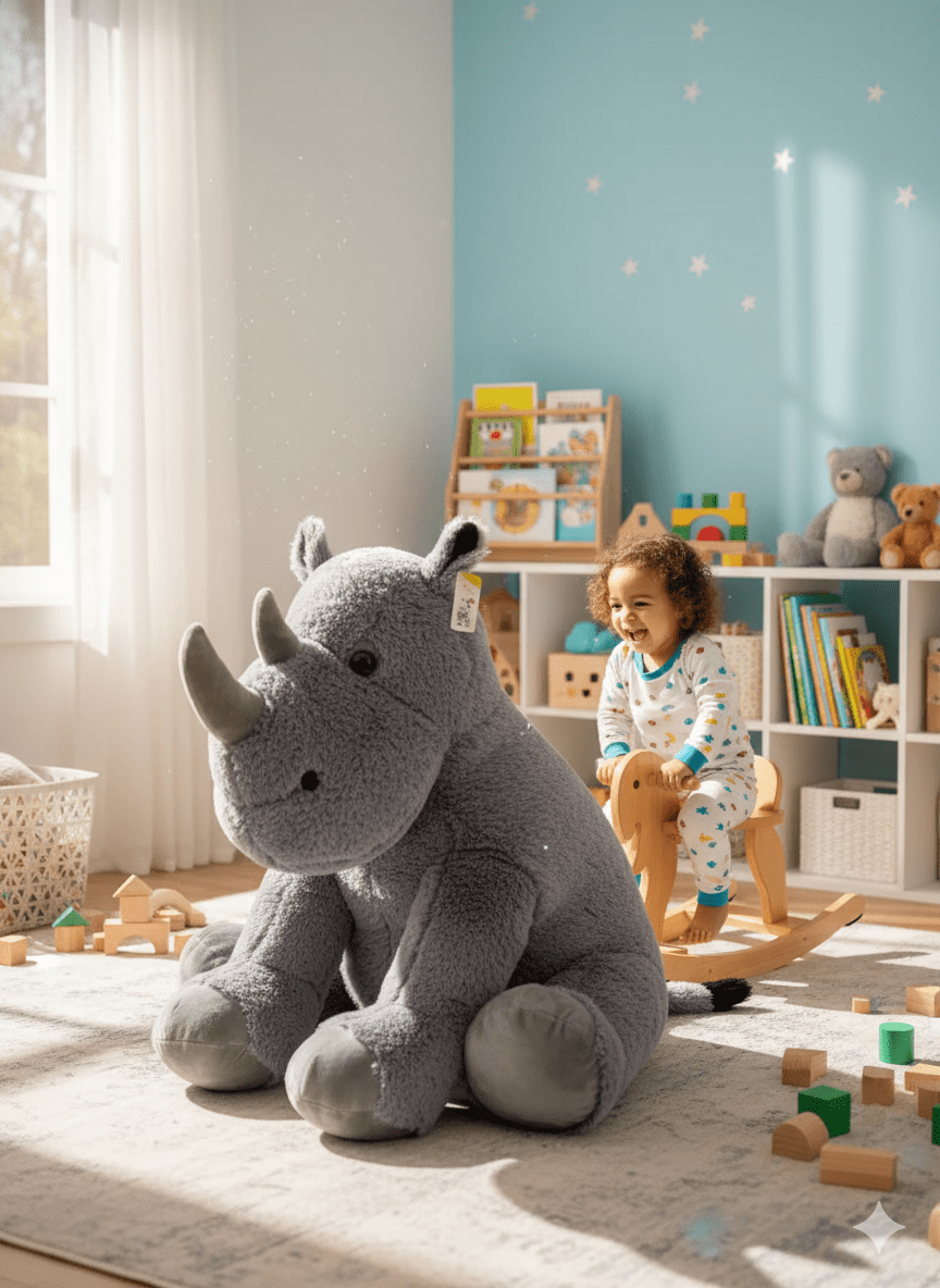 Rhinocéros en peluche géant