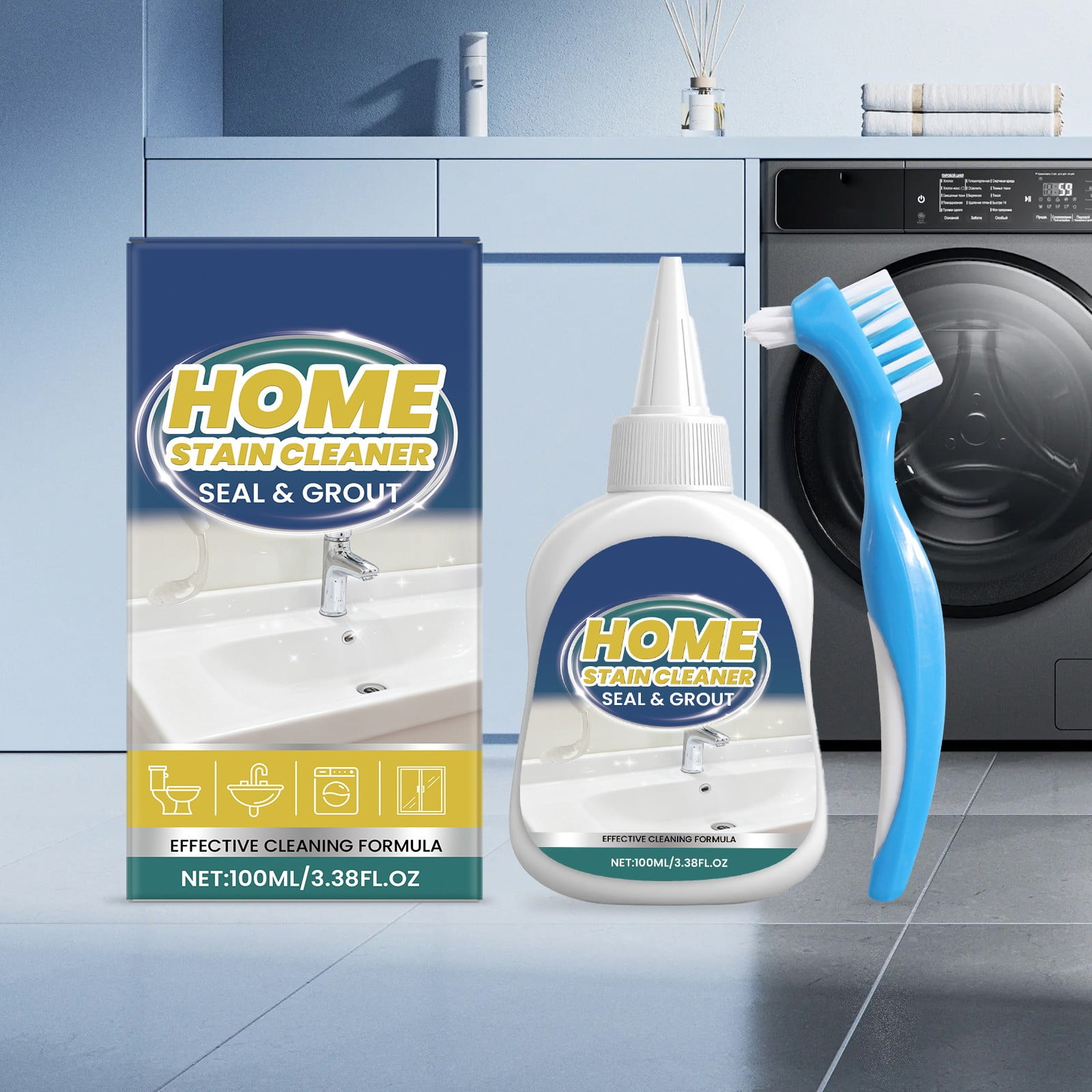 Azqpod Home Stain Cleaner, 100G Azqpod Mold And Mildew Remover,Deep Cleaning Gel For Tile Gaps, Washing Machine Seals, Fridge Rubber, Wall & Shower Stains