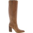 thumbnail image 2 of NINE WEST Womens Beige Brixe Pointed Toe Stacked Heel Zip-Up Leather Dress Boots 6 M, 2 of 3
