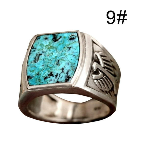 Turquoise Ring Lihuang Bohemia Carved Retro Fashion Jewelry for Men and Women Unique Personality Accessory
