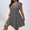 Gray, variant on Women's Plus Size Crisscross V-Neck Ruffle Short Sleeve A-Line Babydoll Mini Dress Solid Color Casual Dress for Daily Wear in Spring Summer XL-5XL