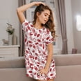 thumbnail image 3 of Rateoe Red Football Print Women’s Nightdress – Cozy Cotton Short-sleeved Sleep Shirt, Loose-Fit Sleepwear, Perfect for Relaxing and Sleeping, 3 of 6