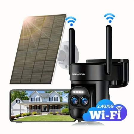 General[10X Zoom] 360-Degree Low-Power Cctv Solar Panel Battery 2K FHD Wifi (2.4G/5G Dual-Band WIFI) Camrea with Spotlight Alarm, Motion Detection, Color Night Vision, Two-Way Audio