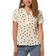 thumbnail image 1 of Blusa de puntos impresa de mujer INSPIRE CHIC, con cuello en V y mangas cortas, top para el trabajo, M Negro-Apricot, 1 of 6