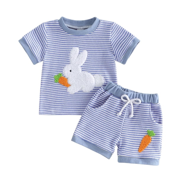 Las Niñas Serán Niñas Bruja Camisa de Verano Niñas Elegante Tejido Traje Cuello Redondo Manga Corta Bordado Rayas Camiseta Dos Piezas Pantalones Conjunto
