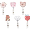 thumbnail image 3 of 6Pcs Acrylic Badge Reel Holders Cartoon Reel Retractable Nurse Badge Holders Cute Badge Reel Clips with Alligator Clip for Doctor Teacher Strawberry/Flower/Bear, 3 of 7