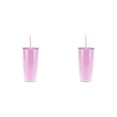 thumbnail image 3 of Naiovety Taza de café de doble pared, taza de paja, vaso para beber, vaso de viaje aislado al vacío, reutilizable, 750ml, fiesta nupcial, Rosa claro 750ml 2piezas, 3 of 6