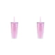 thumbnail image 4 of Toystoory Taza de café de doble pared, taza de paja, vaso para beber, vaso de viaje aislado al vacío, reutilizable, 750ml, fiesta nupcial, Rosa claro 750ml 2piezas, 4 of 6