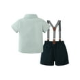 thumbnail image 2 of CARETOO Baby Boy Clothes Suit Toddler 1-5T Formal Dress Shirt Bowtie Shorts Pants Outfit Wedding Set, 2 of 8