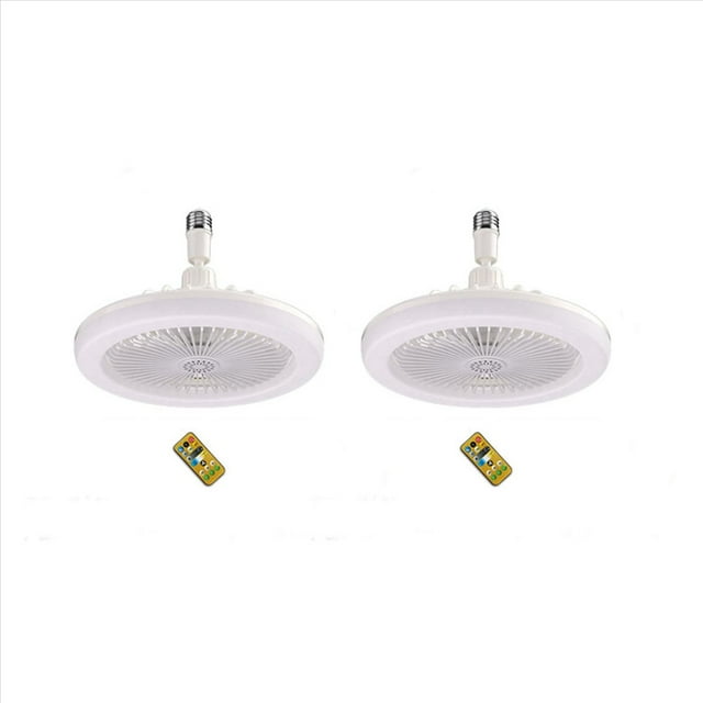 2X Ventilador de Techo con Control Remoto y Luz 30W LáMpara LED Ventilador Ventilador de Techo Silencioso Inteligente Base Convertidora E27