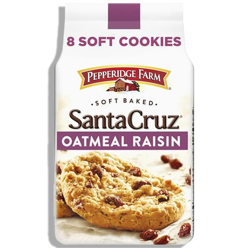 Pepperidge Farm Santa Cruz Soft Baked Oatmeal Raisin Cookies, 8.6 oz Bag (8 Cookies)(2 Packs)