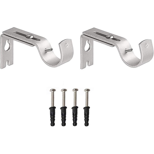 Un lote de 2 soportes de pared ajustables para varillas de muro cortina de metal macizo - Soporte universal para varilla romana Soporte para varilla ajustable para muro cortina