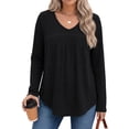 thumbnail image 3 of Fantaslook Long Sleeve Shirts for Women V Neck Lightweight Sweaters Casual Fall Tunic Tops Fashion Spring Clothes, 3 of 9