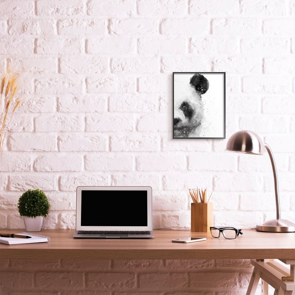 Stupell Industries Watercolor Panda Beer Face Abstract Black White Animal Framed Wall Art Design by Brandon Wong, 11" x 14", Black Framed