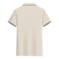 thumbnail image 5 of Feancey Women's Short Sleeve Polos Shirts 3 Button Contrast Collar Golf Shirts Lightweight Breathable Tennis Tops for Work Casual Sports Summer Khaki 4XL, 5 of 5