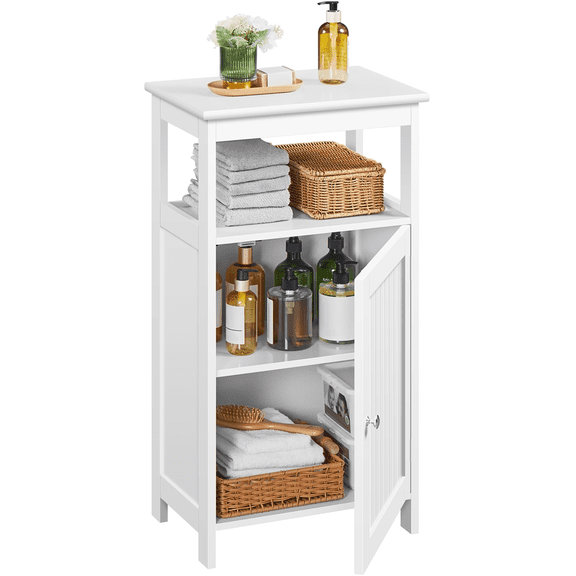 Alden Design 4-Tier Bathroom Floor Cabinet with Adjustable Shelf for Bathroom, White