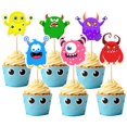 thumbnail image 1 of KeaiBear 30 piezas de decoraciones para cupcakes con monstruos de caricatura, 1 of 7