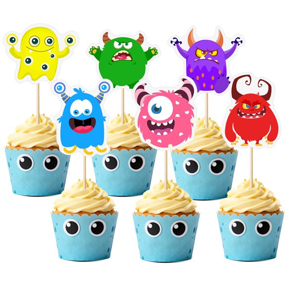 KeaiBear 30 piezas de decoraciones para cupcakes con monstruos de caricatura