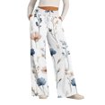 thumbnail image 2 of Women's Casual Wide Leg Sweatpants, Loose Floral Print Sports Pants, Fashion Lounge Pants for Women, Perfect for Home and Outdoor Activities,White,2XL, 2 of 8