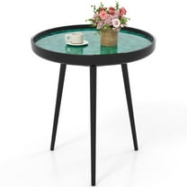 Yardi Yarda 20 Inch Mid-century Modern Coffee End Table with Sea Shell Decoration, End & Side Table for Indoor, Green