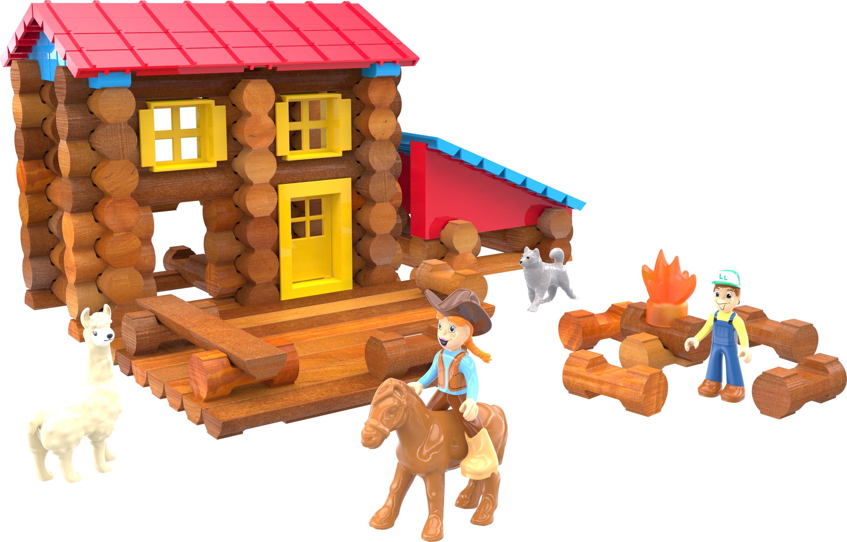 Details about   LINCOLN LOGS Country Campfire Ranch  Real Wood Logs  124 Pieces  Collectible 