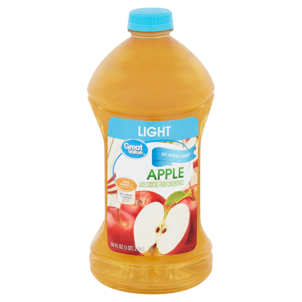 Best Low Sugar Apple Juice Great Value Light Apple Juice, 96 Fl. Oz. - Walmart.com - Walmart.com