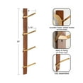 thumbnail image 6 of Kate and Laurel Rossmore Modern 4-Hook Vertical Wall Hanging Coat Rack, Walnut Brown and Gold, Decorative Mid-Century Wood and Metal Coat Tree Hanging Hooks for Wall-Mounted Storage, 6 of 9
