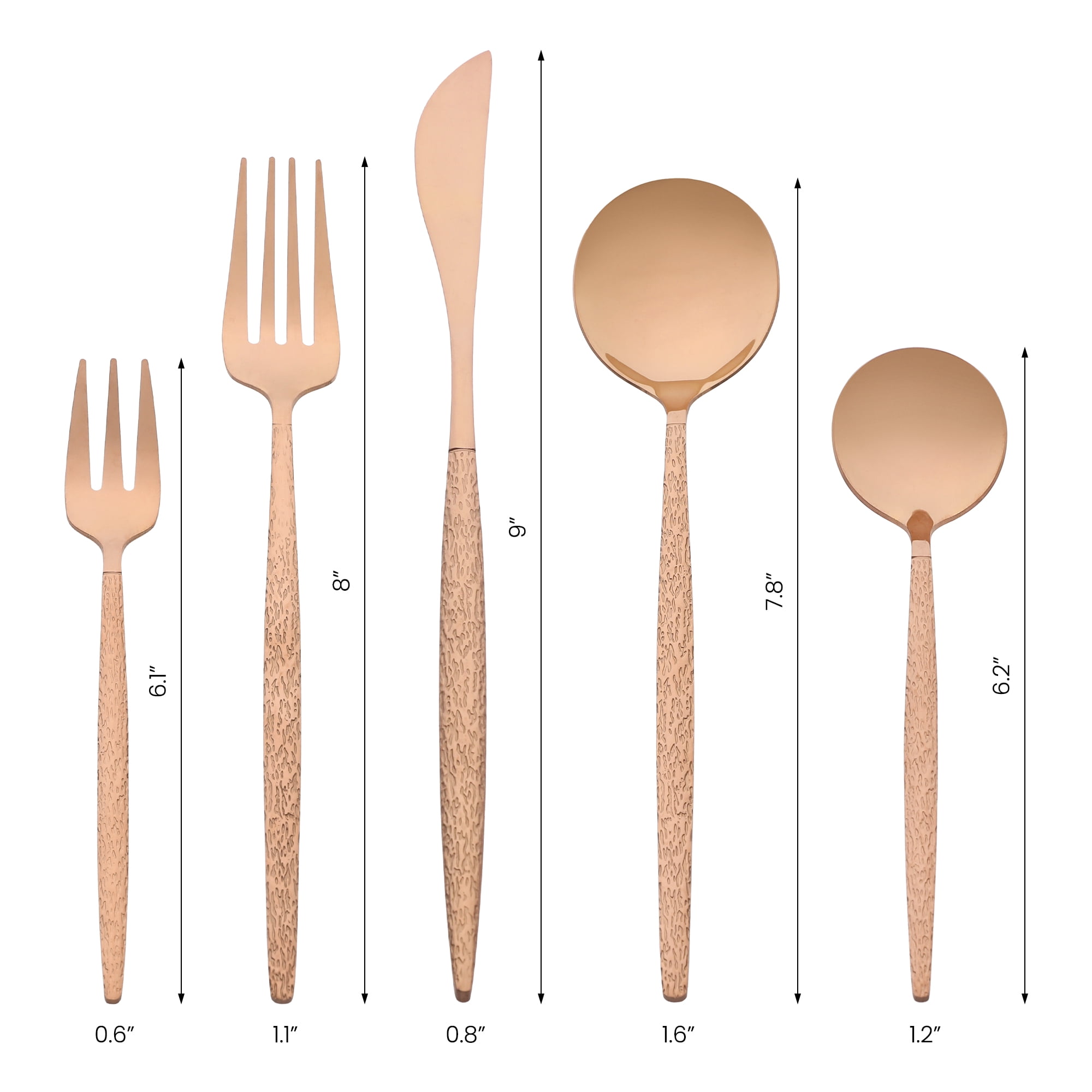Unique Bargains Stainless Steel Flatware Set Rose Gold 20 Pcs