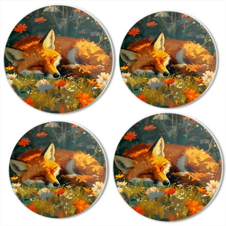 

Bahomeck Electric Stove Burner Covers Set Of 4 Cute Fox Sleeping Among The Flowers With Warm Colors Metal Gas Stove Burner Covers Protecting Gas Stoves 8 Inch And 10 Inch
