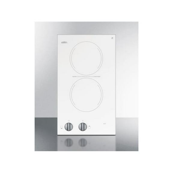 Summit CR2220WHE 11.88 in. Wide 220-240V 2-Burner Radiant Cooktop - White
