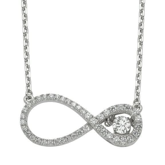 Primal Silver Sterling Silver Polished Vibrant Cubic Zirconia Infinity Necklace