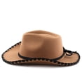 thumbnail image 2 of XIAOCHA Womens Solid Cowboy Hat Stitched Trimming Outdoor Farm Cowgirl Hat,Brown, 2 of 8