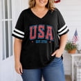 thumbnail image 2 of SIYUDAN Women 250th Anniversary Shirt Plus Size V Neck Short Sleeve Independence Graphic Tshirts Shirts for Women Womens T-Shirts, Size XXL, 2 of 5