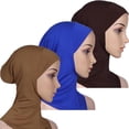 thumbnail image 2 of Ruanlalo Soft Solid Color Women Full Cover Scarf Cap Underscarf Neck Head Bonnet Hat Blue, 2 of 6
